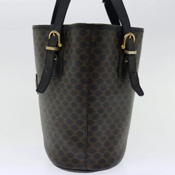 CELINE Macadam Canvas Tote Bag PVC Brown Black Auth - Picture 4 of 7